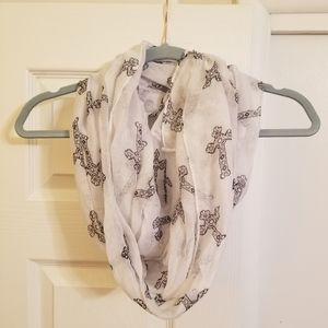 Infinity Scarf, White with Black Crosses
